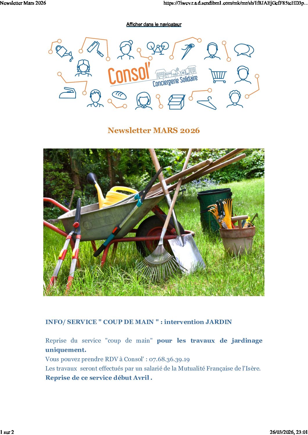 Reprise du service "coup de main" pour les travaux de jardinage uniquement.